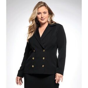 Women's Black Double-Breasted Blazer